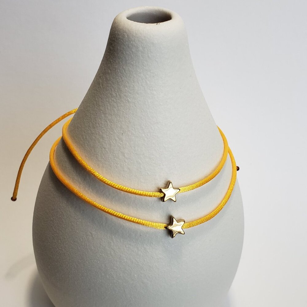 SET of 2 LUCKY STAR Yellow String Kabbalah Tibetan Buddhist Adjustable BRACELET